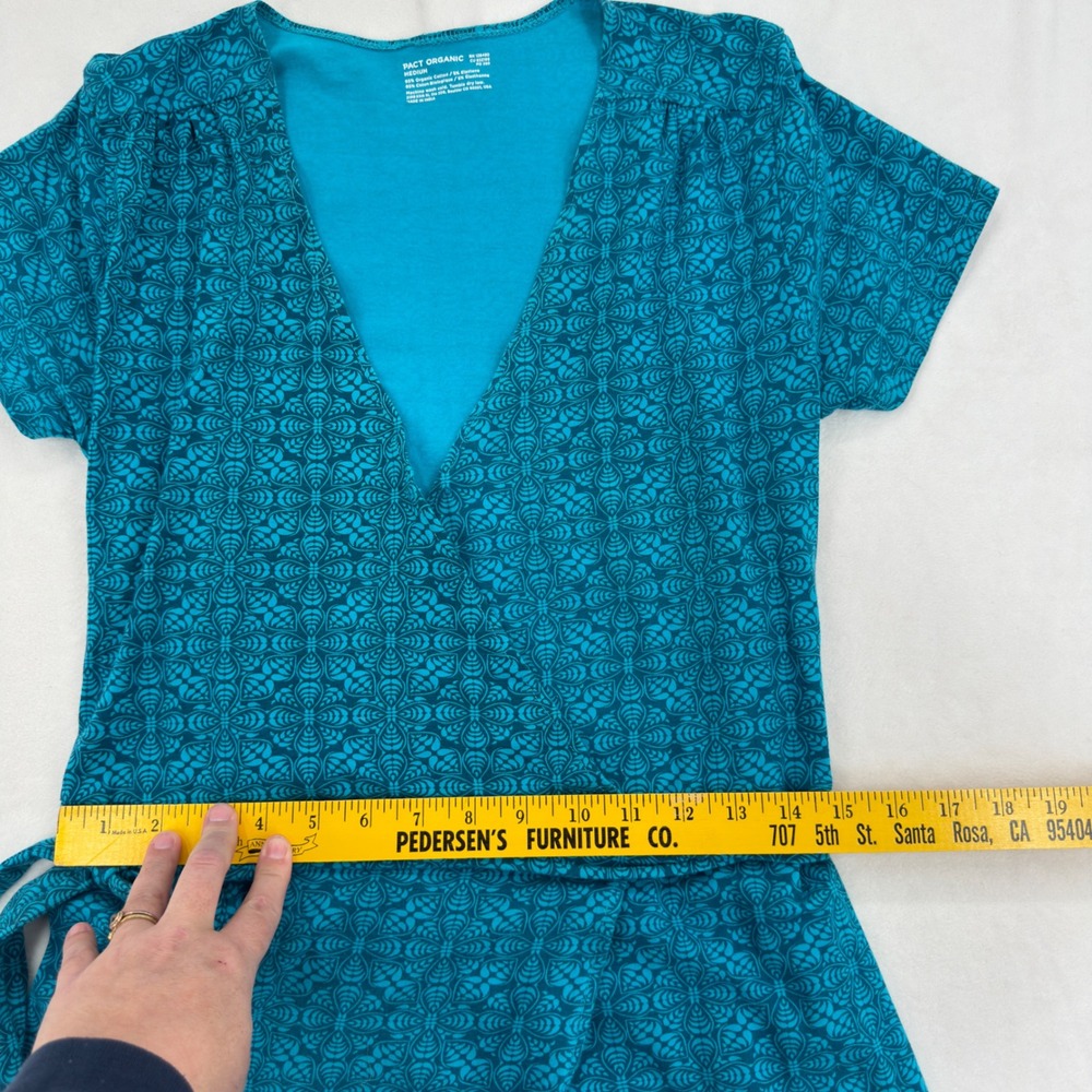 Chic Teal Patterned Mini Dress - image 5